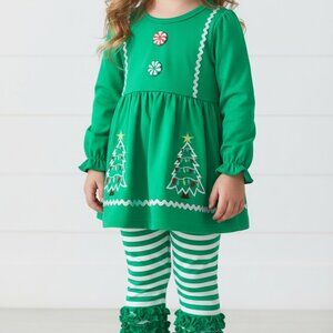 Christmas Trees Boutique Ruffle Outfit, girls